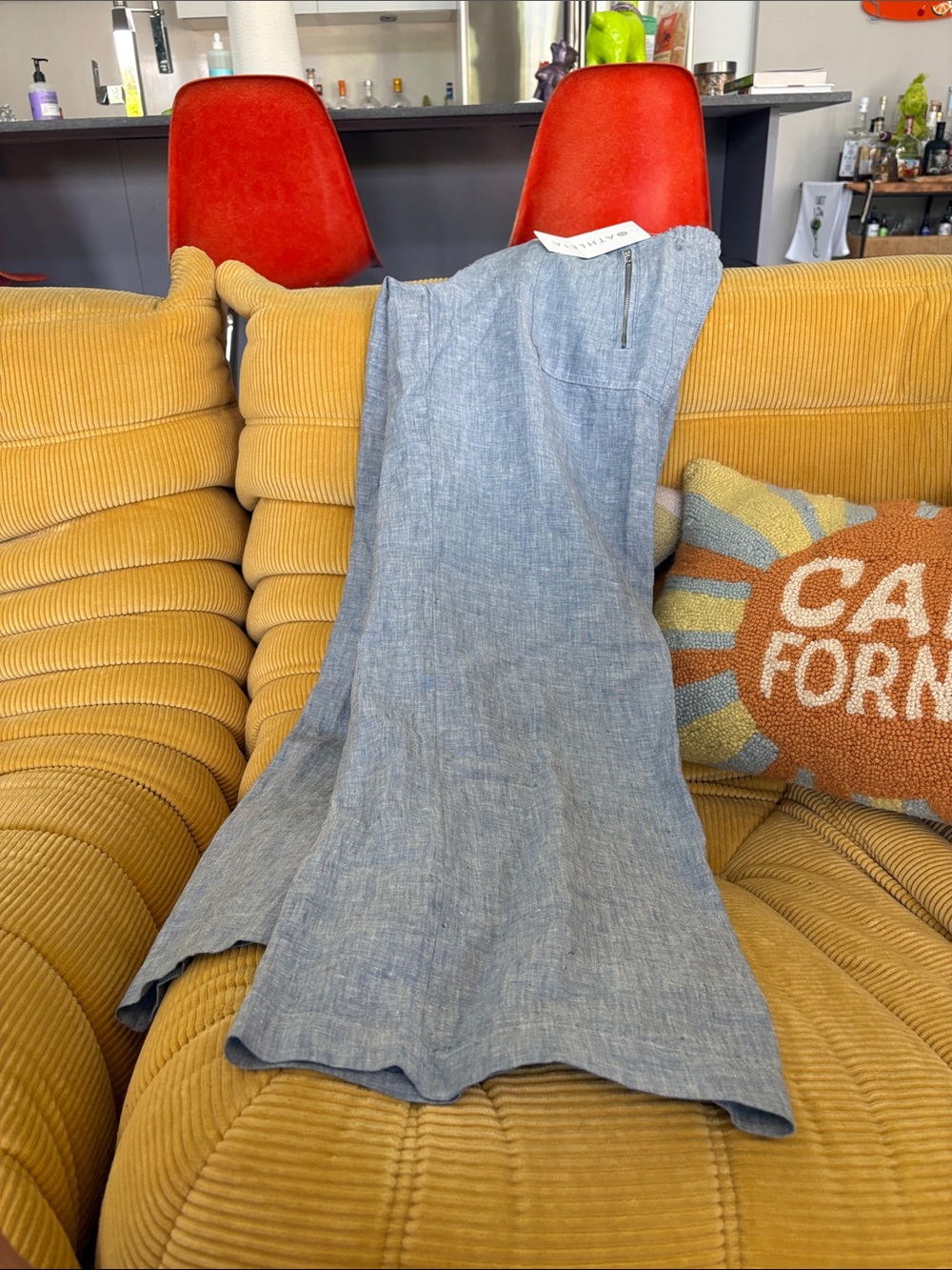 Athleta Light Blue Drawstring Linen-Blend Pants - Picture 3 of 7